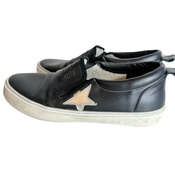 Golden Goose Hanami Black Leather Star Slip-On Sneakers Size 38 - Picture 4 of 10